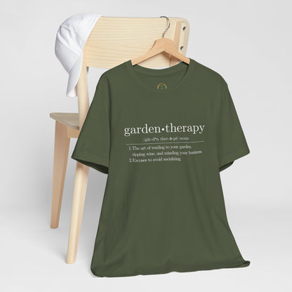 Garden Therapy Unisex Tee - Sipping Wine and Minding Your Business