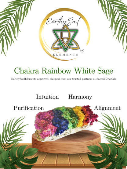 7 Chakra Rainbow Mullein &amp; White Sage Smudge Stick (4 in.)