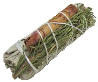 Cinnamon, Rosemary, Yerba Santa &amp; White Sage Smudge Stick (4 in.)