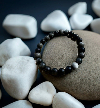Silver Sheen Obsidian Bracelet